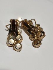 JULIANA DELIZZA & ELSTER AMBER AND PALE YELLOW RHINESTONE CLUSTER EARRINGS