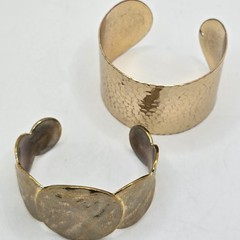 Vintage Cuff Bracelet Lot Gold Tone Hammered Wide Statement Boho Runway Minimal