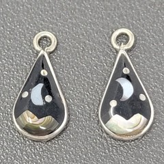 Vintage Southwest Sterling Silver Moon Star Night Pendant 2 Charms 925 Signed JP