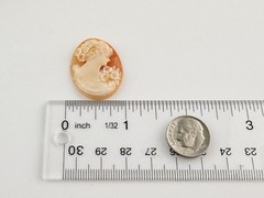 Vintage Loose Hand Carved Shell Cameo Woman Floral Hair 1 1/8 Inch x 7/8 In 3g