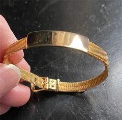 Vintage Gold Tone Mesh Belt ID Bracelet up to 6-3/4″