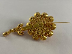 Vintage JUDY LEE Pink Rhinestone Flower BROOCH & EARRINGS Gold Tone Signed #889