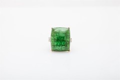 Vintage 1940s $14,000 24ct Natural Green Tourmaline Diamond 14k Gold Ring 12g