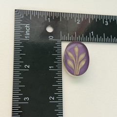Vintage 925 Sterling Silver Purple Glass Flower Oval Brooch Pin Pendant