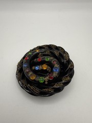 Art Deco Knotted Black Resin Or Early Plastic Colorful Rhinestones ***Read***