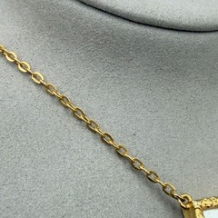 Vintage JJ Rabbit Looking In The Mirror Gold Tone Necklace Easter Spring 16″