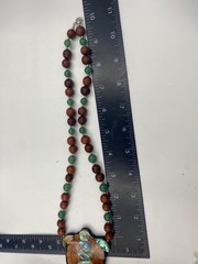 Summer Trapical Vacation Cruises Turtle Pendant Jade Wood Pearl Vtg Lee Sands