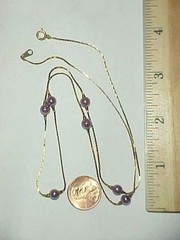 1 VINTAGE JAPANESE LILAC PEARL BRASS CHAIN 24″ NECKLACE L872