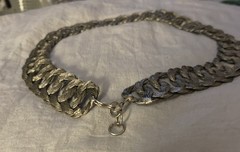 Vintage Faux Silver Lame Choker Bib Necklace Braided Wire Cleopatra Collar