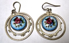 Vintage 1980s Russian Hand Painted Enamel Jewelry Earrings 3 Variations #122,157