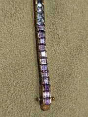 Vintage Multi Color Rainbow Tennis Bracelet Gold Tone over 925 Sterling Silver