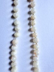 Antique Angel Skin Coral Graduated Beaded Knotted 23” Necklace GF Clasp