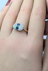 Art Deco Vintage 2.46Ct Lab Created Sapphire 14K Gold Finish Engagement Ring
