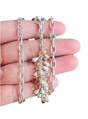 Vintage Sterling Silver Chain Citrine Drops Cluster Lariat Tassel Necklace 30g