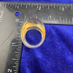 Vintage Reverse Carved Ring Yellow Lucite Flowers Size 6