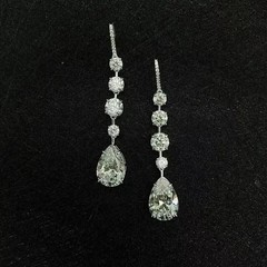 Art Deco Style Lab Created Diamond Wedding Drop Earrings 14K White Gold FN