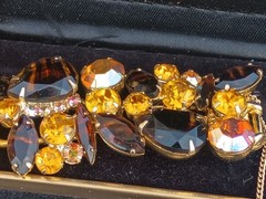 Verified #649 Juliana Tigers Eye And Topaz AB 5 Link Bracelet