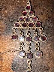 Vintage .925 Sterling Silver Grape Cluster Style Dangle Earrings Genuine Garnets