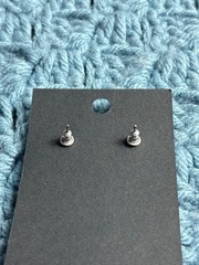 Vintage Silvertone Metal Dangle Earrings Purple Glass Beads 1.25 inches