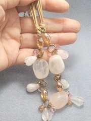 1946 Signed Light Rose Plastic And Glass Necklace 17in.