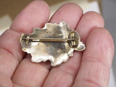 Antique brooch pin hollow rolled gold tube hinge C-clasp jewelry rose floral