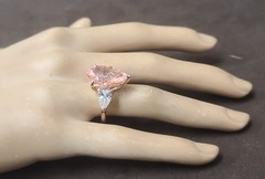 14k Rose Gold Engagement Ring 10.77ct Lab Grown Pink Diamond Pear Shape IGI