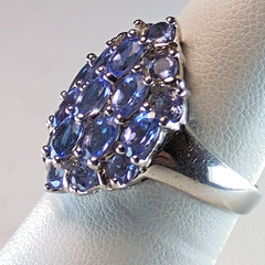QVC Vintage Sterling 925 SGF Thailand Lab-Created Tanzanite Cocktail Ring S6.75