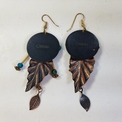Newpro Dangle Earrings Vintage Metal Beaded Tribal Leaf Leaves Southwestern