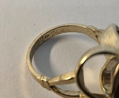 Vintage 18K HGE Yellow Gold Plated Cocktail Ring w BIG Brown Stone Size 6.25