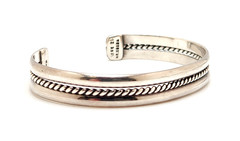 Vintage Sterling Silver Rope Cable Design 10.0 mm Cuff Bracelet, 6.75″, 20.7g