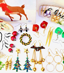 VTG Mixed JEWELRY LOT Everyday + Christmas Retro Earrings Brooches Pins Bracelet