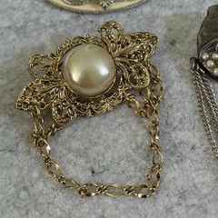 Vintage Jerusalem MOP Star Brooch 935 Silver Brooch plus 9 Brooch Costume Lot