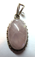 VINTAGE ROSE QUARTZ 925 STERLING SILVER PENDANT 40MM X 22MM WIDTH