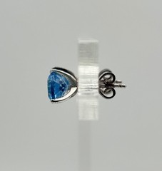 Vintage QCD Round Cut Sky Blue Topaz Earrings Modernist Sterling Silver 925 7mm