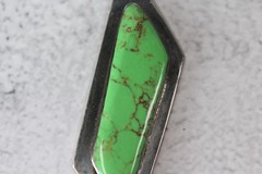 Vintage Mexico Made Green Stone long Pendant