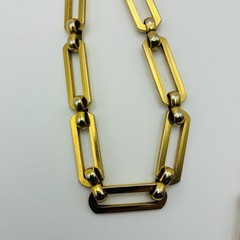 Vintage 70’s Monet Gold Tone Rectangular Bar Link 36” Chunky Chain Signed