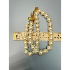 Vintage Carol Lee Chunky Big Faux Pearl Choker Necklace 13″ 2 Strand Adjustable