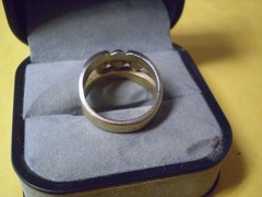 Vintage 14K Yellow Gold Plated Ladies 3-Garnet Row Ring 3.8 grams