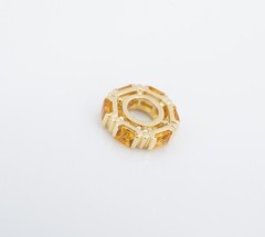 Vintage Storywheel 14k Citrine Slide Charm Yellow Gold 10mm Nancy Brown CHS2288