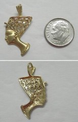 J1131 Vtg Michael Anthony 14K Solid YG Egyptian Nefertitti Head Charm/Pendant