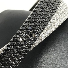 Vintage Signed LL 925 Sterling Silver Black Onyx Cubic Zirconia Bangle Bracelet