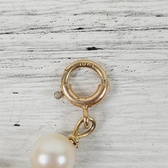 Vintage Wired Mid Century 10K Yellow Gold 5.7mm Pearl Chain Link Bracelet 7.5″