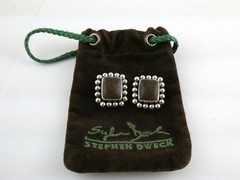 Stephen Dweck Sterling Silver Dinosaur Bone Clip on Earrings 25.3g .75 In AS IS