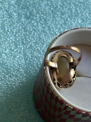 PRISTINE VINTAGE 14k GOLD WHITE POSSIBLE CORAL RING ~SIZE 6.5~ORNATE SETTING