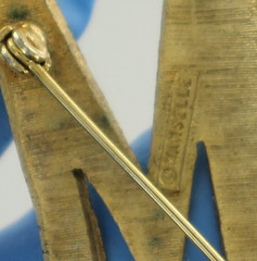 Vintage Mamselle Letter M Pin – Etched Brushed Goldtone – Initial
