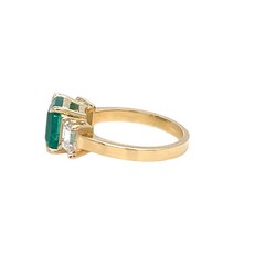 3.30 Ct Natural Emerald Art Deco Vintage Engagement Ring 14K Yellow Gold Over