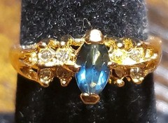 Vintage London Blue Topaz Rhinestone Ring Size 6 1/4 Marked But Unable To Read
