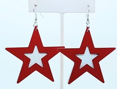 simple double white & red color Star metal Large Drop Dangle fashion earrings