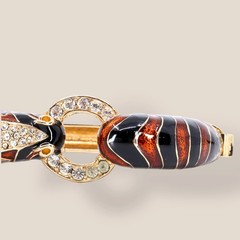 CINER, Signed Vintage, 18k Gold Plated, Enamel & Crystal Zebra Bracelet
