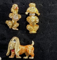 16pc Vintage Animal Lot Cat Dog Mice Brooch Pin Craft Wear Repair Figural Retro